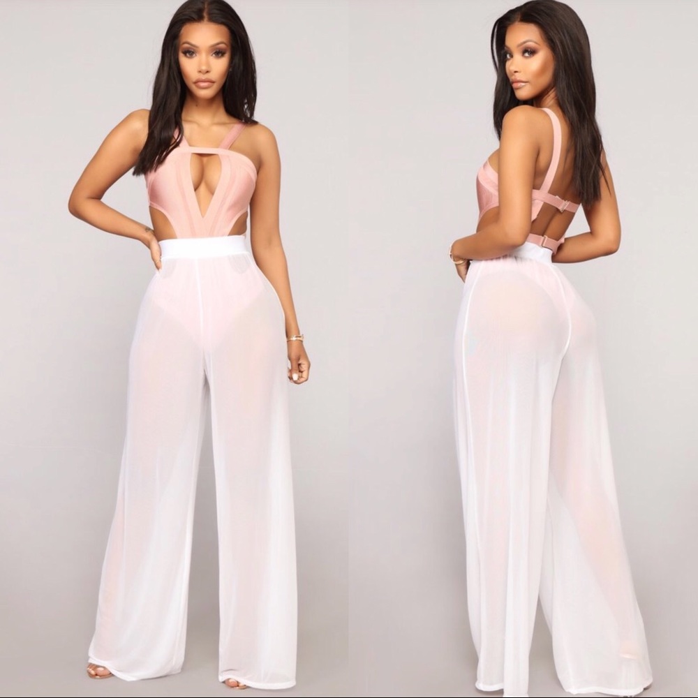 Fashion Nova White Sheer Cover Up Pants NWOT